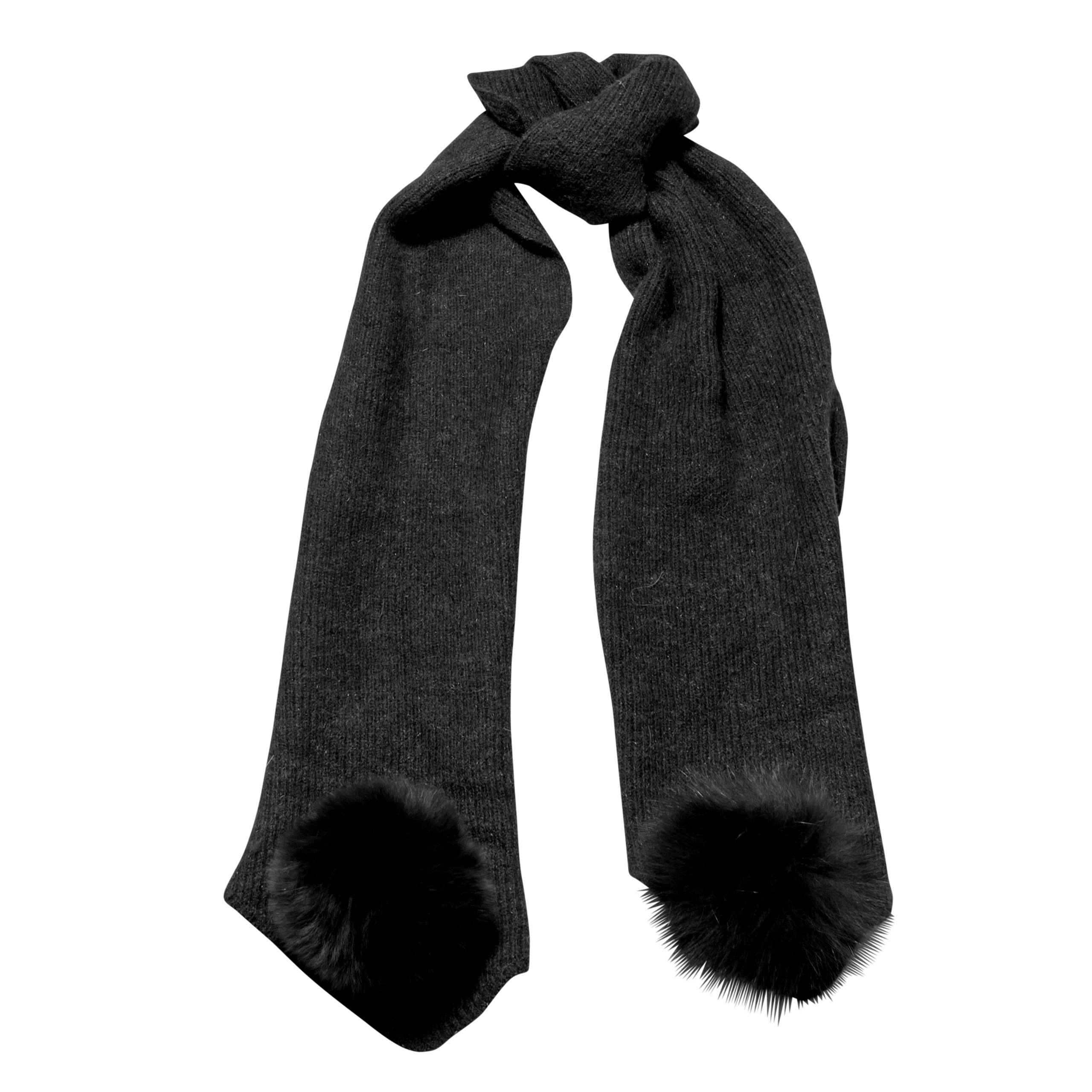 Black Pom Pom Scarf